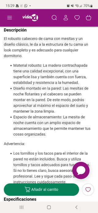 Cabecero de cama con mesitas madera Sin abrir