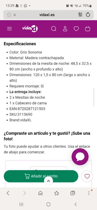 Cabecero de cama con mesitas madera Sin abrir