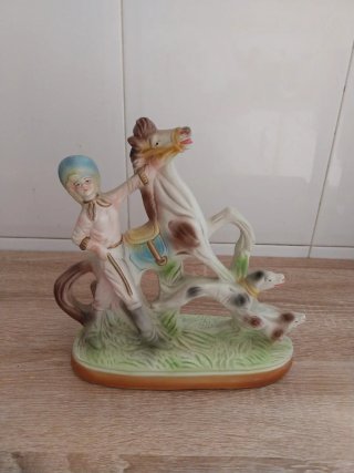 Figura cerámica antigua caballo y jinete
