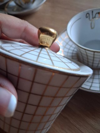 Tazas , azucarero y jarrita vintage Tú y Yo