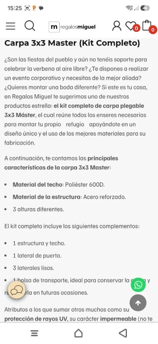 Carpa 3x3 Master (Kit Completo)