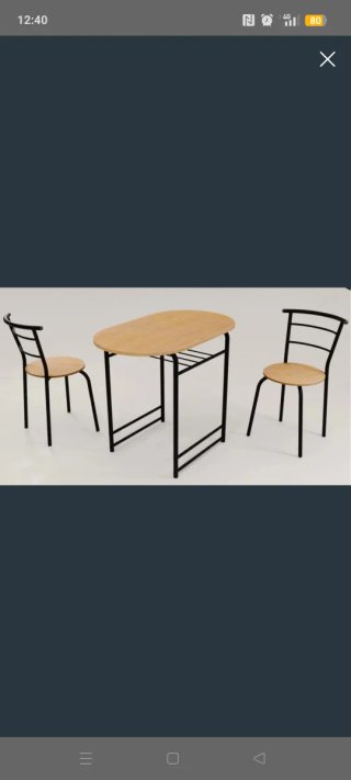 Mesa de cocina ovalada con 2 sillas