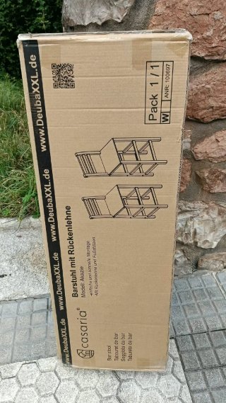 2 Taburetes Altos Madera con Respaldo