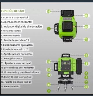 Nivel Láser 16 Líneas Trípode Accesorios Maletín