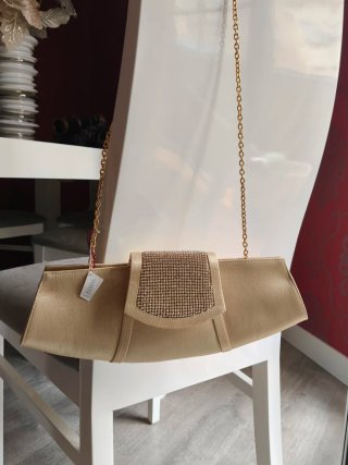 Bolso fiesta DRAP Barcelona camel con cristales