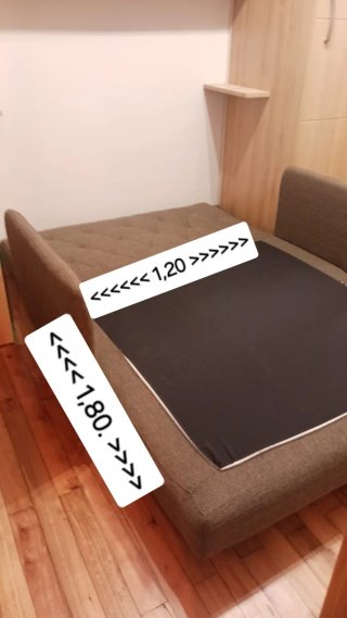 Sofá Cama Tela Marrón y Negro