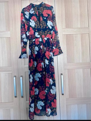 Vestido largo gasa estampado floral