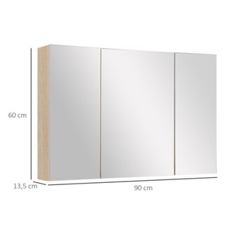 Armario Baño Espejo 3 Puertas Madera