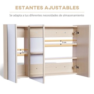 Armario Baño Espejo 3 Puertas Madera