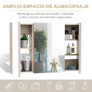 Armario Baño Espejo 3 Puertas Madera