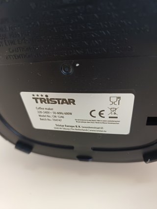 Cafetera 6 tazas 600W con apagado automático Tristar