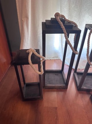 4 faroles decorativos de madera