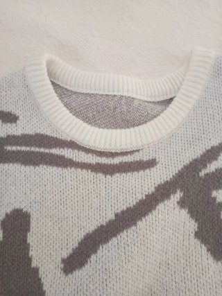 Jersey lana gris y blanco sin usar