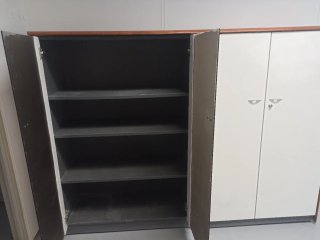 Mueble oficina madera y cristal