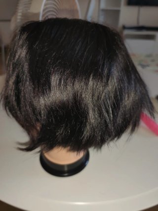 Peluca Pelo Humano Corta Negra/Marrón