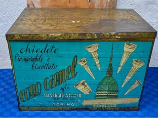 Scatola latta vintage Cono Camel Torino anni 40