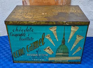Scatola latta vintage Cono Camel Torino anni 40