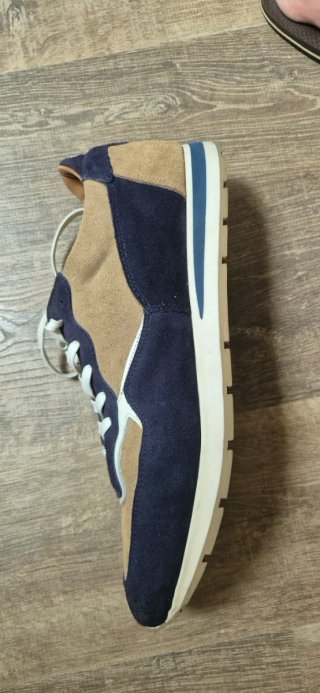 Zapatillas Adolfo Domínguez Piel Beige/Azul