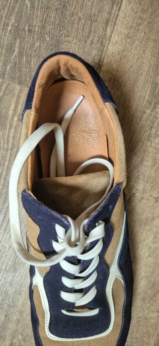 Zapatillas Adolfo Domínguez Piel Beige/Azul