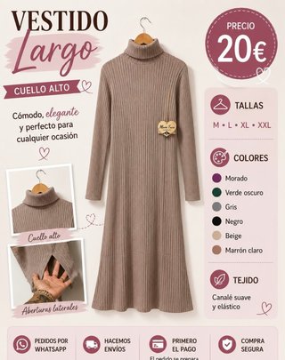 Vestido largo cuello alto
