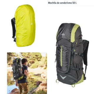 Mochila senderismo Crivit 50L gris/verde