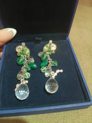 Pendientes Swarovski Verdes y Plateados