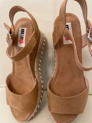 Sandalias cuña esparto beige talla 37