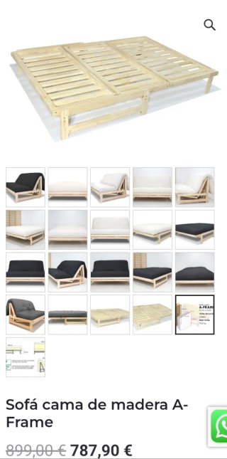 Futón Sillón sofá Cama Madera y Tela