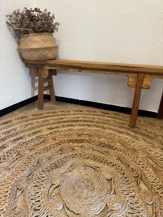 Alfombra redonda de yute beige