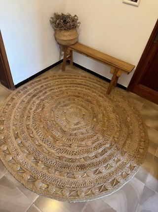 Alfombra redonda de yute beige