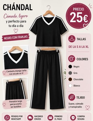 Chándal negro con franjas
