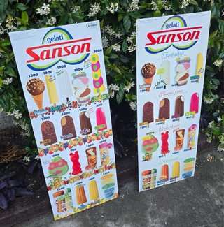 Coppia Tabelle Gelati Sanson Vintage Anni 90 lire