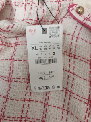 Vestido Zara Cuadros Rosa Talla XL