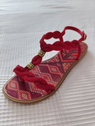 Sandalias Grendha Boho Chic Rojas y Doradas
