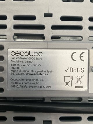 Tostadora Cecotec 980W 2 Rebanadas XL