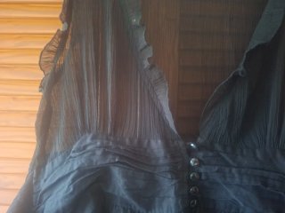 Vestido negro verano L con transparencias