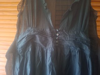 Vestido negro verano L con transparencias