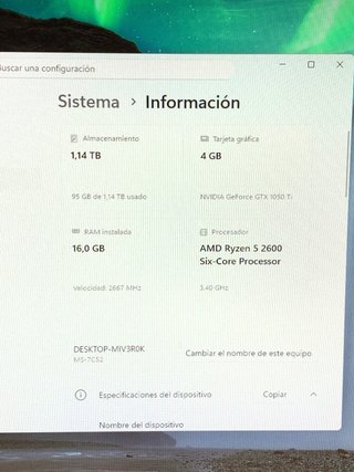 PC Ryzen 5 2600 / 16GB RAM / GTX 1050 Ti
