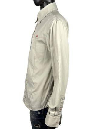 D&G Dolce Gabbana Camicia Uomo L Cotone Beige Logo