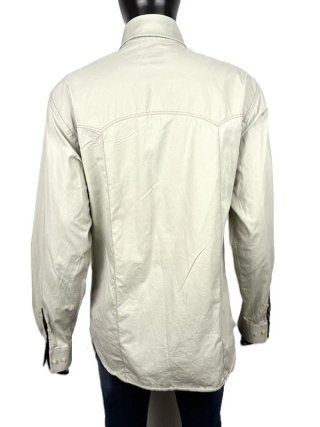 D&G Dolce Gabbana Camicia Uomo L Cotone Beige Logo