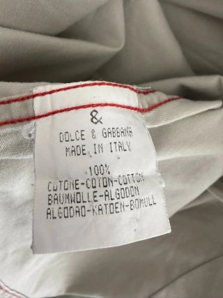D&G Dolce Gabbana Camicia Uomo L Cotone Beige Logo