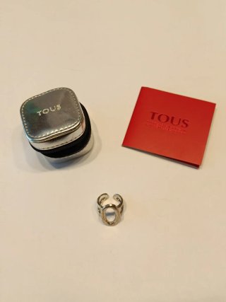 Anillo Tous Plata Texturizada Eslabón Cadena