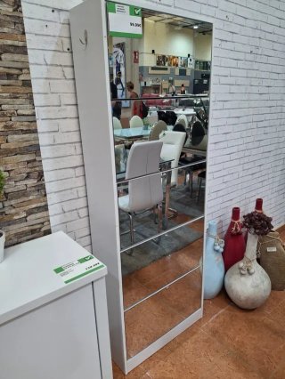 Zapatero recibidor espejo blanco