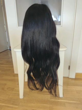 Peluca Pelo Humano Largo con Flequillo