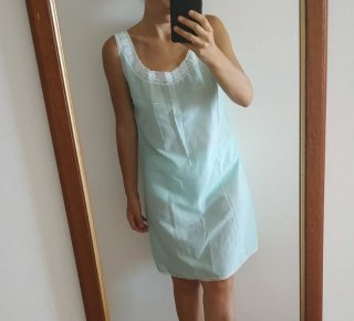Set camicia da notte turchese con pizzo