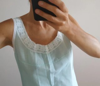 Set camicia da notte turchese con pizzo