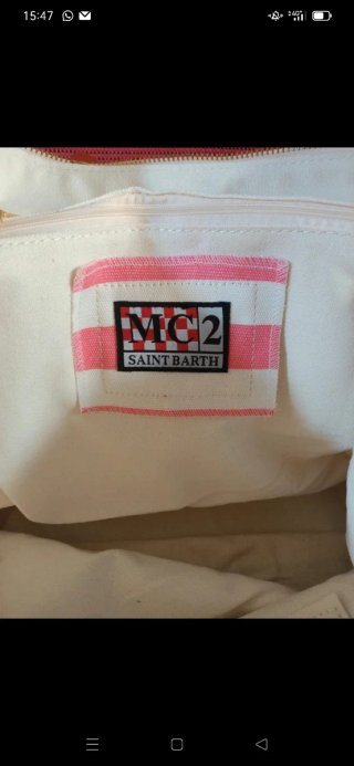 Borsa Saint Barth grande rosa e bianca 38x33x20