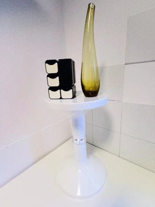 Taburete auxiliar blanco Space Age Vintage