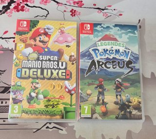 Super Mario Bros u Deluxe y Pokémon Arceus switch