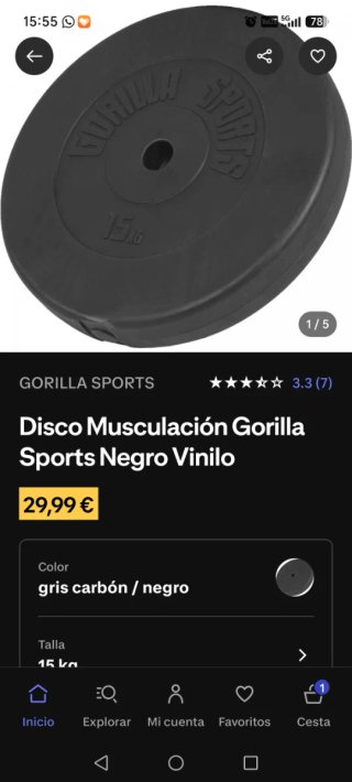 2 discos Musculación Gorilla Sports 15 kg
